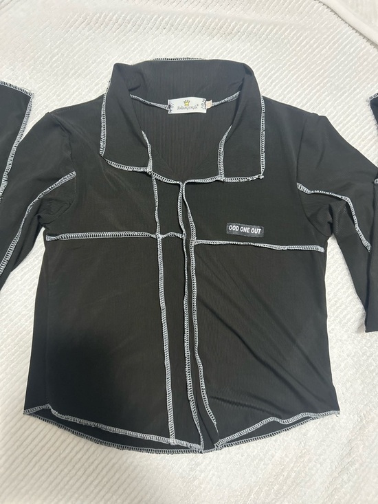 Amazon Tops - Amazon Black Crop Top with White Contrast Stitching